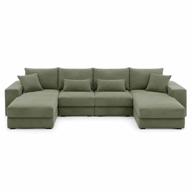 Modułowa sofa narożna zielona poliester 300x220x85 cm