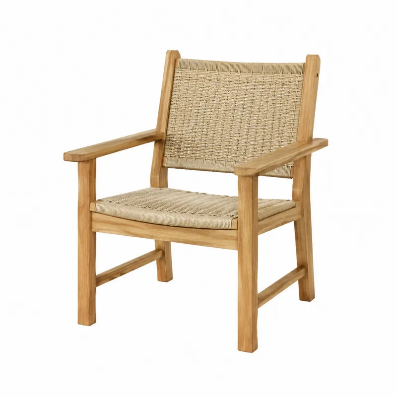 Krzesło z drewna tekowego i rattanu, szerokość 60 cm