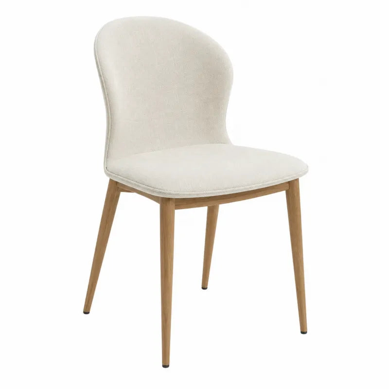 Krzesło tapicerowane tkanina drewno kremowe
