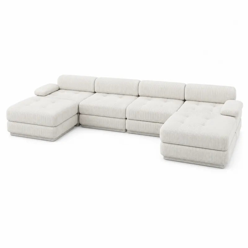 Narożna sofa modułowa z tkaniny sztruksowej 5-częściowa 340 cm