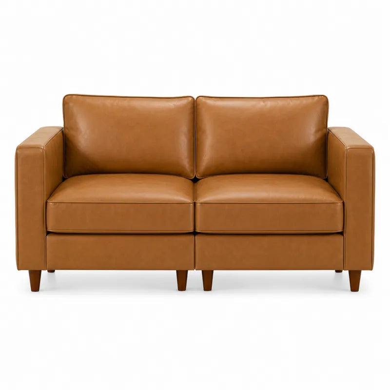Sofa dwuosobowa skórzana brązowa