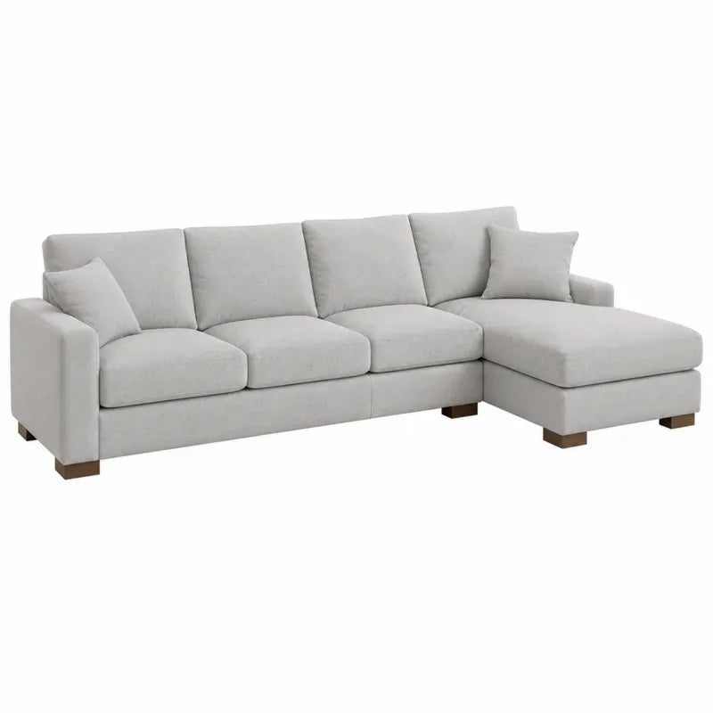 Sofa modułowa z szezlongiem tkanina szara 295x150x85 cm