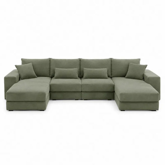 Modułowa sofa narożna zielona poliester 300x220x85 cm