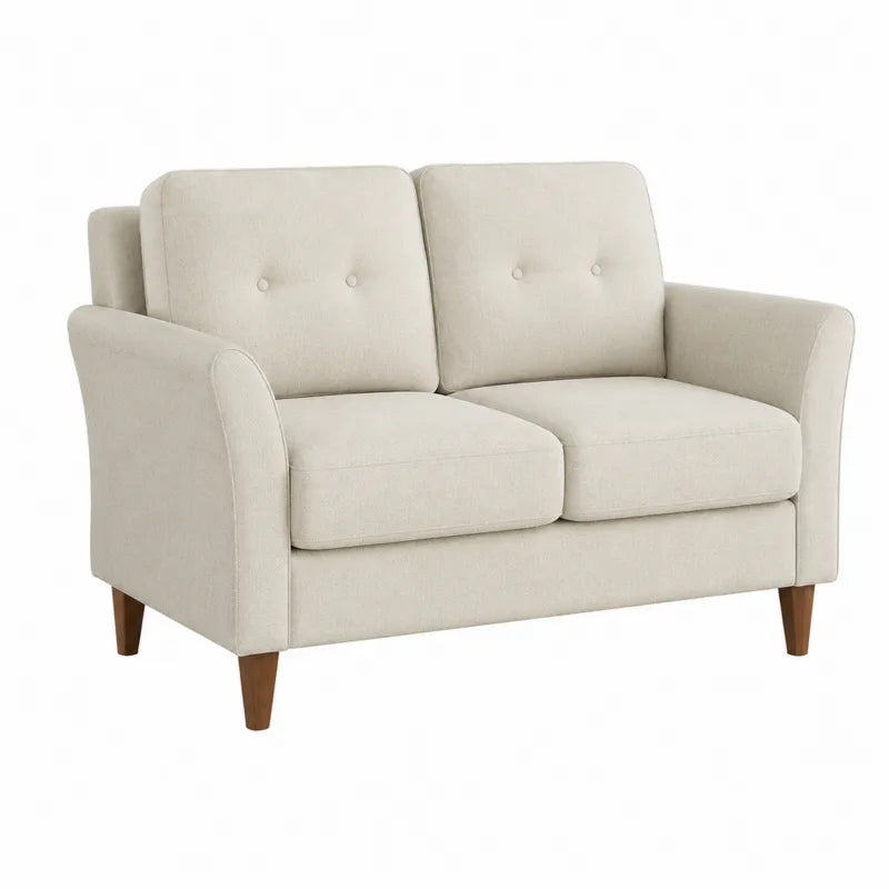 Sofa dwuosobowa kremowa tkanina 150 cm