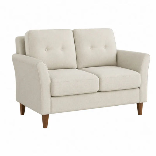 Sofa dwuosobowa kremowa tkanina 150 cm