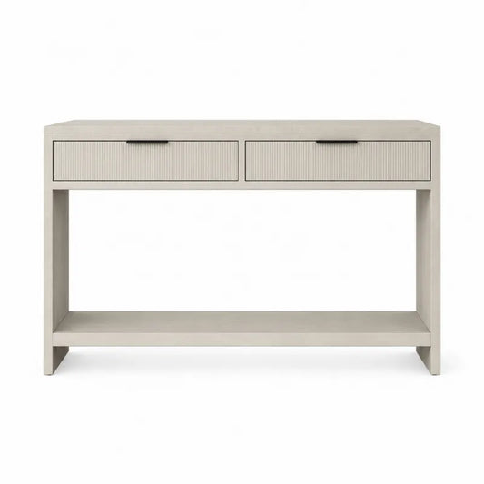 Konsola z dwiema szufladami z płyty MDF beżowa 120x40x80 cm