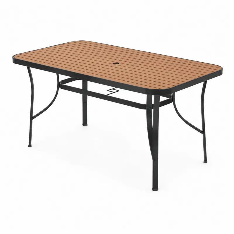 Stół ogrodowy prostokątny z drewna i metalu 150x90 cm brązowy/czarny
