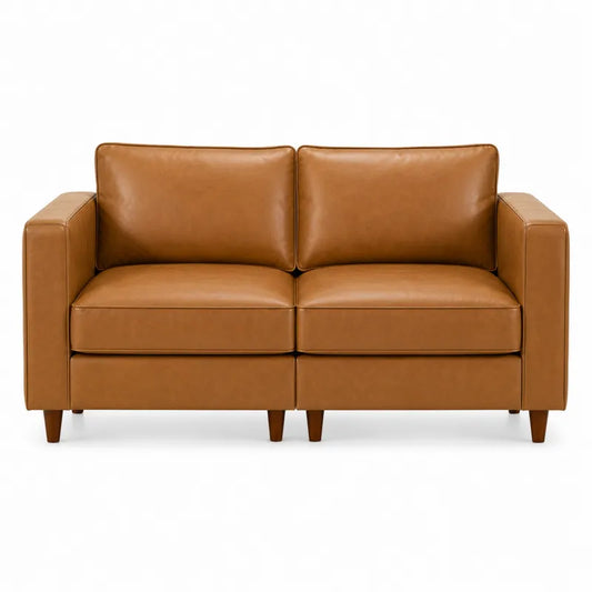 Sofa dwuosobowa skórzana brązowa