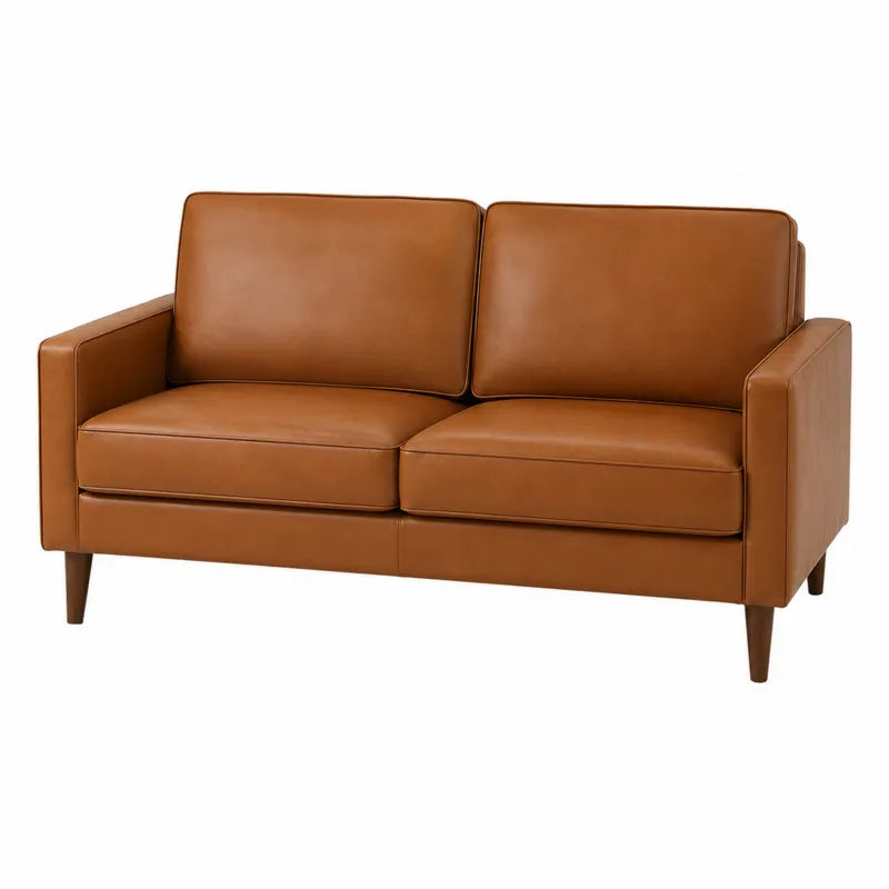 Skórzana sofa dwuosobowa brązowa
