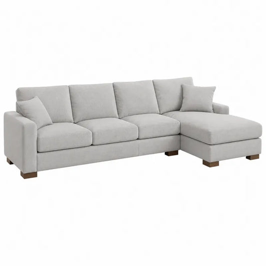 Sofa modułowa z szezlongiem tkanina szara 295x150x85 cm