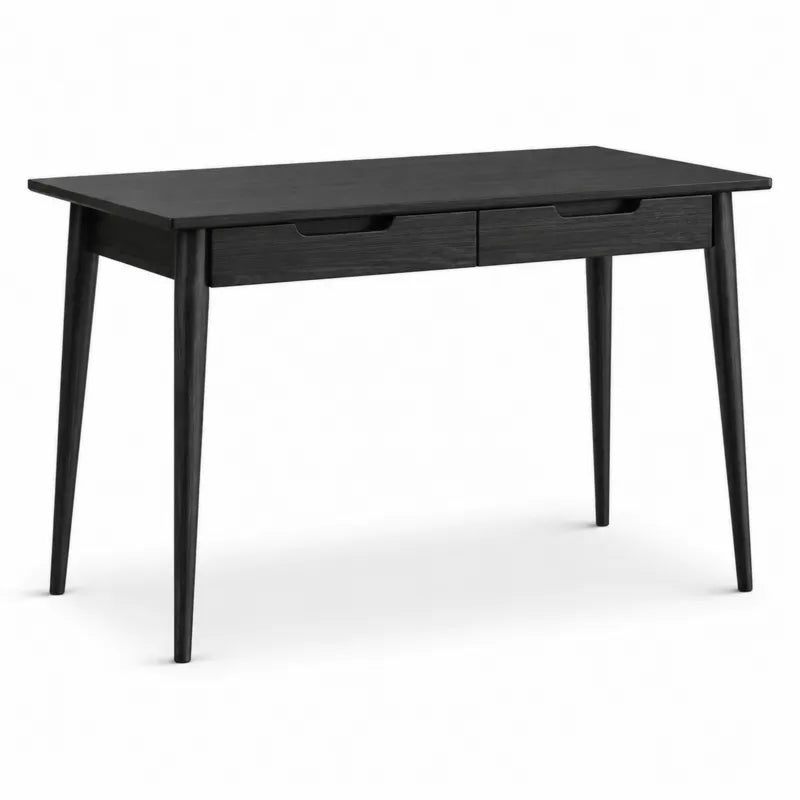Biurko drewniane czarne z szufladami 120x60x75 cm