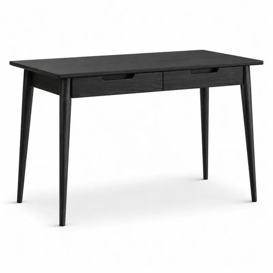 Biurko drewniane czarne z szufladami 120x60x75 cm