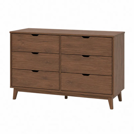 Komoda z sześcioma szufladami z drewna orzechowego, 120 cm